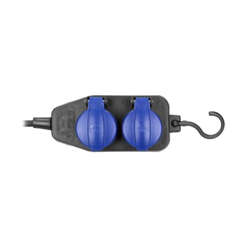 ORNO Водоустойчив Разклонител с 2 Гнезда и Кука, IP44