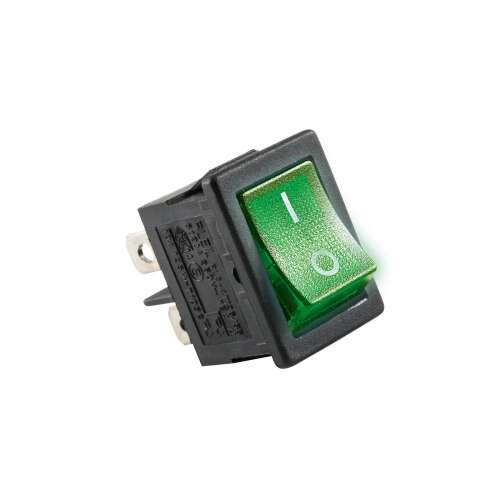 Green illuminated rocker switch, 250V, 2 poles, STV 06