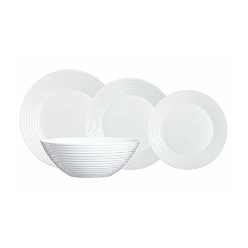 Luminarc Harena white dinnerware set including plates and bowl