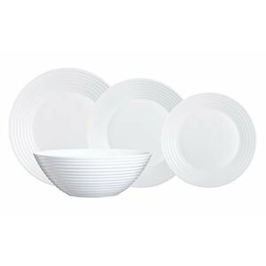 Luminarc Harena weißes Geschirrset mit Tellern und Schüssel - Abendessen