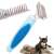 Dog and cat deshedding brush with 35 stainless steel teeth, blue handle, for removing loose hair