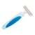Dog and cat deshedding brush with 35 stainless steel teeth, blue handle, for removing loose hair