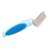 Dog and cat deshedding brush with 35 stainless steel teeth, blue handle, for removing loose hair