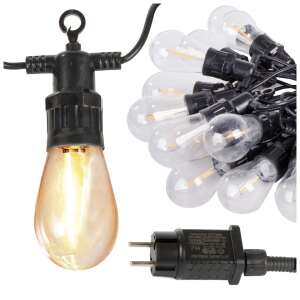 15 LED-es kerti girland lánc meleg fehér izzókkal, fekete kábellel, IP44 vízálló, tökéletes kert, terasz vagy erkély díszítéséhez - Nonbrand Fényfüzér