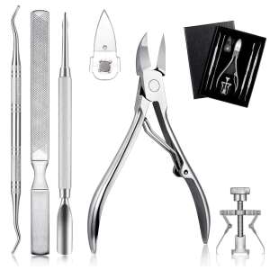 Ingrown toenail treatment set, includes toenail lifter, nail file, cuticle pusher, ingrown toenail corrector, and nail clippers - Nail design