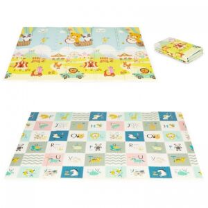EcoToys Foldable Baby Play Mat, 178x193 cm, Double Sided with Circus and Alphabet Designs - Baby Gyms & Play Mat