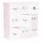 Różowa modułowa szafa dziecięca ModernHome z uroczymi kreskówkowymi twarzami, 9 modułów, otwarte drzwi pokazujące wnętrze, idealna do przechowywania zabawek i ubrań