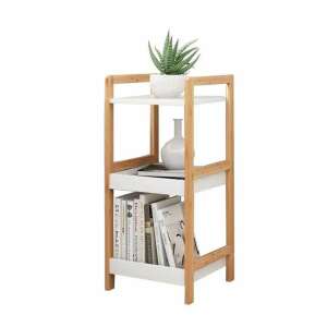 ModernHome bambusz könyvespolc 3 fehér polccal, tökéletes a nappaliba, hálószobába vagy fürdőszobába - ModernHOME