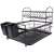 Black two-tier dish drying rack with cutlery holder