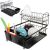 Praktikus Two-Tier Black Dish Rack with Dishes and Cutlery Holder Collage