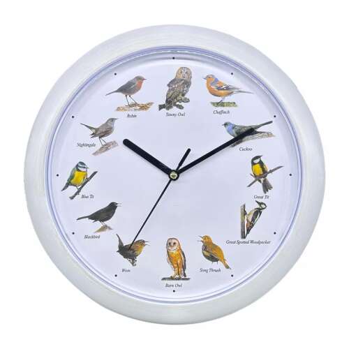 Herzberg európai madárdalos óra &#8211; fehér (HG-03725)