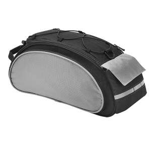 Schwarze und graue Fahrrad-Gepäckträgertasche mit reflektierendem Streifen, 13L Kapazität, verstellbare Riemen, Schultergurt, wasserdicht - Fahrradtaschen