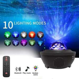 Galaxis LED projector and Bluetooth speaker with 10 lighting modes, remote control, and music playback - Night Light, Projector