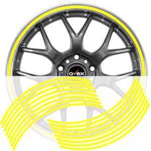 16 piece bright yellow wheel rim tape set for car, 1 cm wide, fits 13-19 inch alloy wheels - Car decorative strip