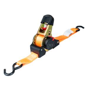 AMIO S-TYPE Pasy Ratchet z automatycznym zwijaniem, 640kg, 25mm x 3,5m, pomarańczowy pasek, czarne haki - AMiO