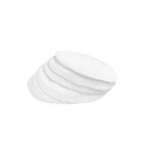 BabyJem újrafelhasználható mellpárnák, 6 db, fehér, kerek, puha, nedvszívó, mosható, lélegző