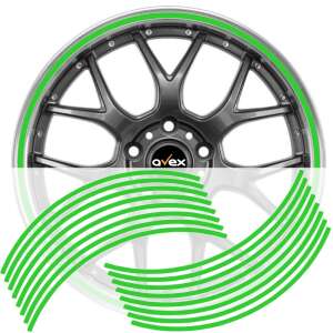 16 piece bright green rim tape set for car wheels, 13-19 inch, self adhesive, easy to apply - Car decorative strip