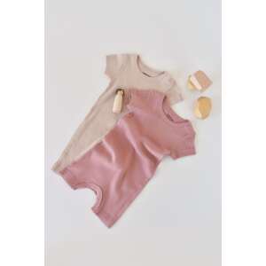2 rövid ujjú overallból álló készlet organikus és modális pamutból - rózsaszín / pirosító BabyCosy (méret: 0-3 hónap)