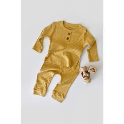 Saffron BabyCosy organic cotton long sleeve top and long pants set for baby, 9-12 months