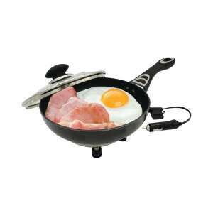 Electric frying pan with lid, perfect for cooking on the go, car camping, or road trips - Frying Pan