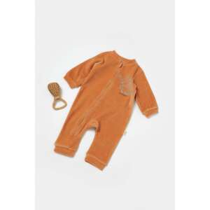 BabyCosy bio pamut hosszú ujjú overál elefánt mintával, tégla színben, 12-18 hónapos méret - BabyCosy