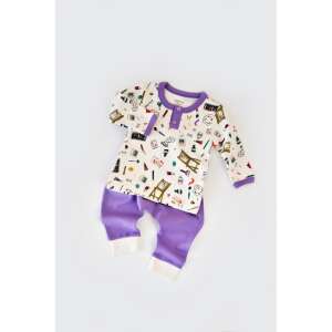 BabyCosy Organic Cotton Long Sleeve Blouse and Long Pants Set for 18-24 Months, Purple, Art Print - Babies & Toddler