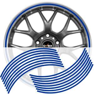 Avex wheel rim stickers, 16 pieces, bright blue, for 13-19 inch rims - Car decorative strip