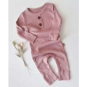 Baby Cosy Pink hosszú ujjú jumpsuit poros rózsaszínben, organikus és modális pamutból, 18-24 hónapos méretben - BabyCosy