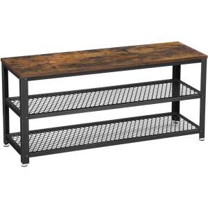 Klupa za cipele s 2 crne mrežaste police 100 x 30 x 45 cm, smeđe-crna | VASAGLE 34714290 - VASAGLE