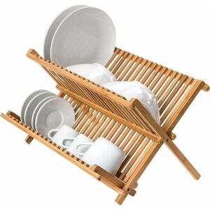 Bambusz Összehajtható Edényszárító - 2 Szint, foldable bamboo dish rack with two levels - Dish Rack
