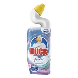 Duck Deep Action Gel WC tisztító gél levendula illattal, 750ml, elpusztítja a baktériumok 99,9%-át, ívelt nyakkal a perem alatti tisztításhoz, 50% újrahasznosított műanyag - Szaniter tisztítószer, WC illatosító és Vízkőoldó