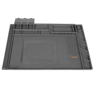 Gray silicone repair mat with magnetic pockets, 4 magnetic pockets, 30x45cm, BIGSTREN - Art & Craft