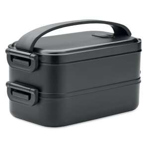 Czarne 2-poziomowe pudełko na lunch z uchwytem, pojemność 2x 800 ml - Torba na lunch