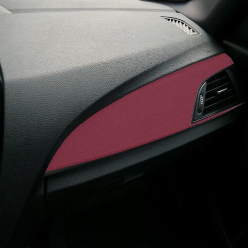 Bordeaux Velvet car wrap trim applied to a car dashboard