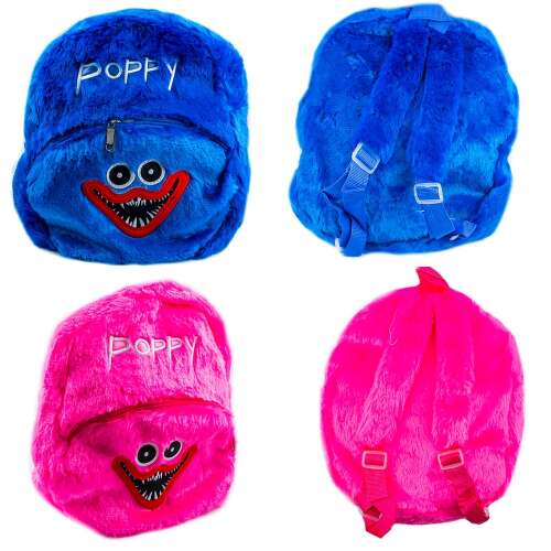 Poppy Playtime plüss hátizsák, kék és rózsaszín, elülső és hátsó nézet