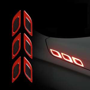 2 pieces DIAMOND reflective stickers with 5D carbon insert, red color - Car decal