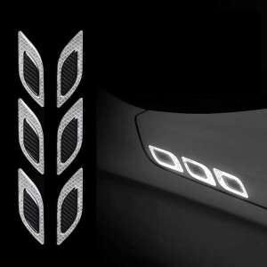 2 piece set of diamond reflective car stickers with 5D carbon insert, silver color - Car decal