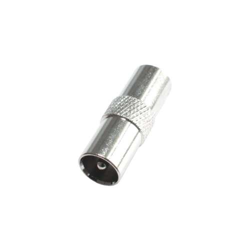 F-type coaxial connector, male to female adapter, metal, screw-on
