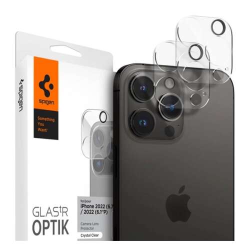 2 db Spigen Optik 9H edzett üveg kameravédő iPhone 2022 (6.7) és iPhone 2022 (6.1) Pro modellekhez - Spigen