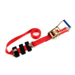 Piros rögzítő heveder fekete csattal és 3 fekete rögzítő pánttal - AMiO