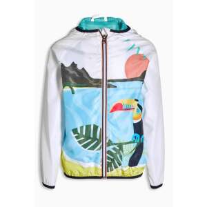 Jachetă albă cu glugă cu imprimeu de papagal, jachetă pentru copii, <product_name>next Kabát átmeneti papagály kollekciós 14 év (164 cm) - Next