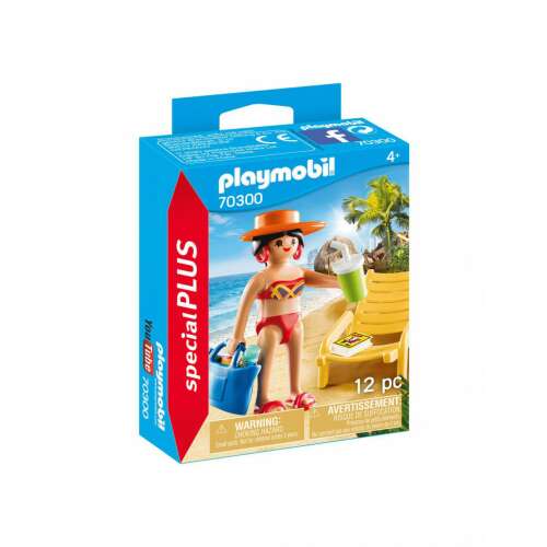 Playmobil Special Plus 70300, Nő a tengerparton, Playmobil figura, strand kiegészítők, strandtáska, napozóágy, könyv, ital, kalap, Playmobil játékok - Playmobil Special Plus