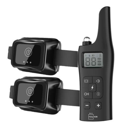 Felliner 800m electric dog training collar with remote control, 4 functions: static pulse, vibration, sound and light, waterproof and dustproof, adjustable circumference 21-68 cm, long autonomy