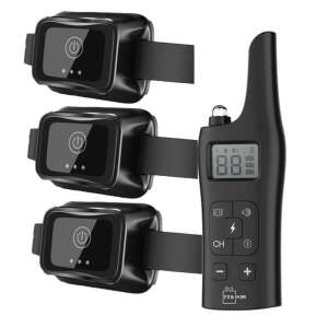 Rechargeable Electric Training Collar for 3 Dogs, Felliner, 800m, 4 Functions, Electrostatic Pulse, Vibration, Sound & Light, Water & Dust Resistance, Adjustable Collar Size 21-68 cm, Long Battery Life