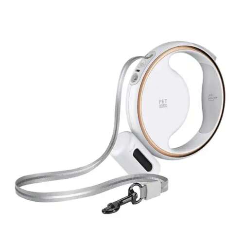 White retractable dog leash with LED light, Felliner brand