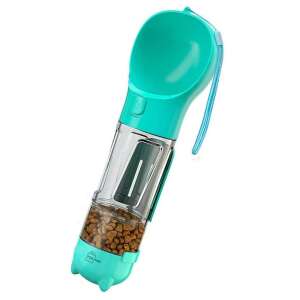 Felliner Portable 4in1 Multifunctional Dispenser for Dogs, with Bowl, 300ml Water Tank, 150ml Food Container, Hygienic Bag Holder and Scoop for Waste Collection, Turquoise
