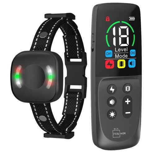 Felliner Electric Bark Collar for Dog Training, Vibration, Sound, Electric Pulse, Lighting System, 800m Range, Waterproof, LED Screen 91314197