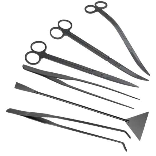 Aquario 6 az 1-ben Akvárium/Terrárium Ápolási Kiegészítőkészlet, Rozsdamentes Acél, Fekete Szín 91314290