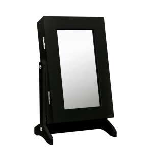 Black jewelry box with mirror, 36 cm, Fekete sminktükör ékszertartóval 36 cm-es - Cosmetic Mirror and Nail set