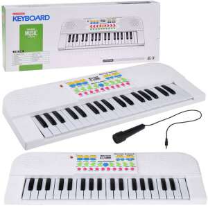 White 37-key electronic keyboard with microphone, perfect for kids who love music - Toy Instrument